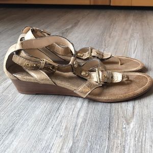 Coach metallic wedge sandals
